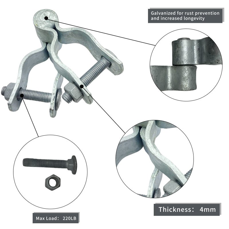 Jiaroutk 1-3/8"" Chain Link Fence Gate Post Hinge  Galvanized Fence 4pcs for 32mm Pipe Panel Frames  Male and Female Hing Carbon Steel Max Load 220lb Fit 1 ?"" - Image 3